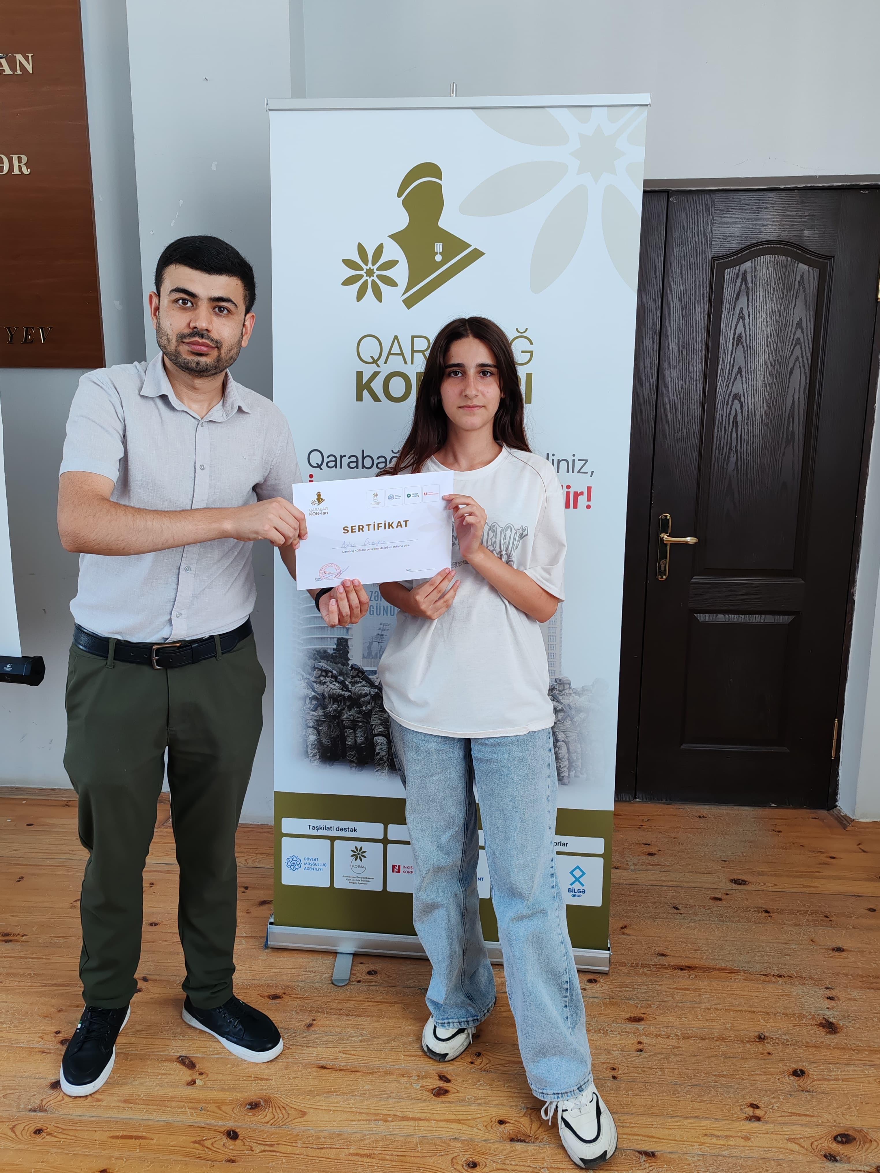 Goranboy şəhərində keçirilən təlimlərin iştirakçıları sertifikatlarla təltif olunub.