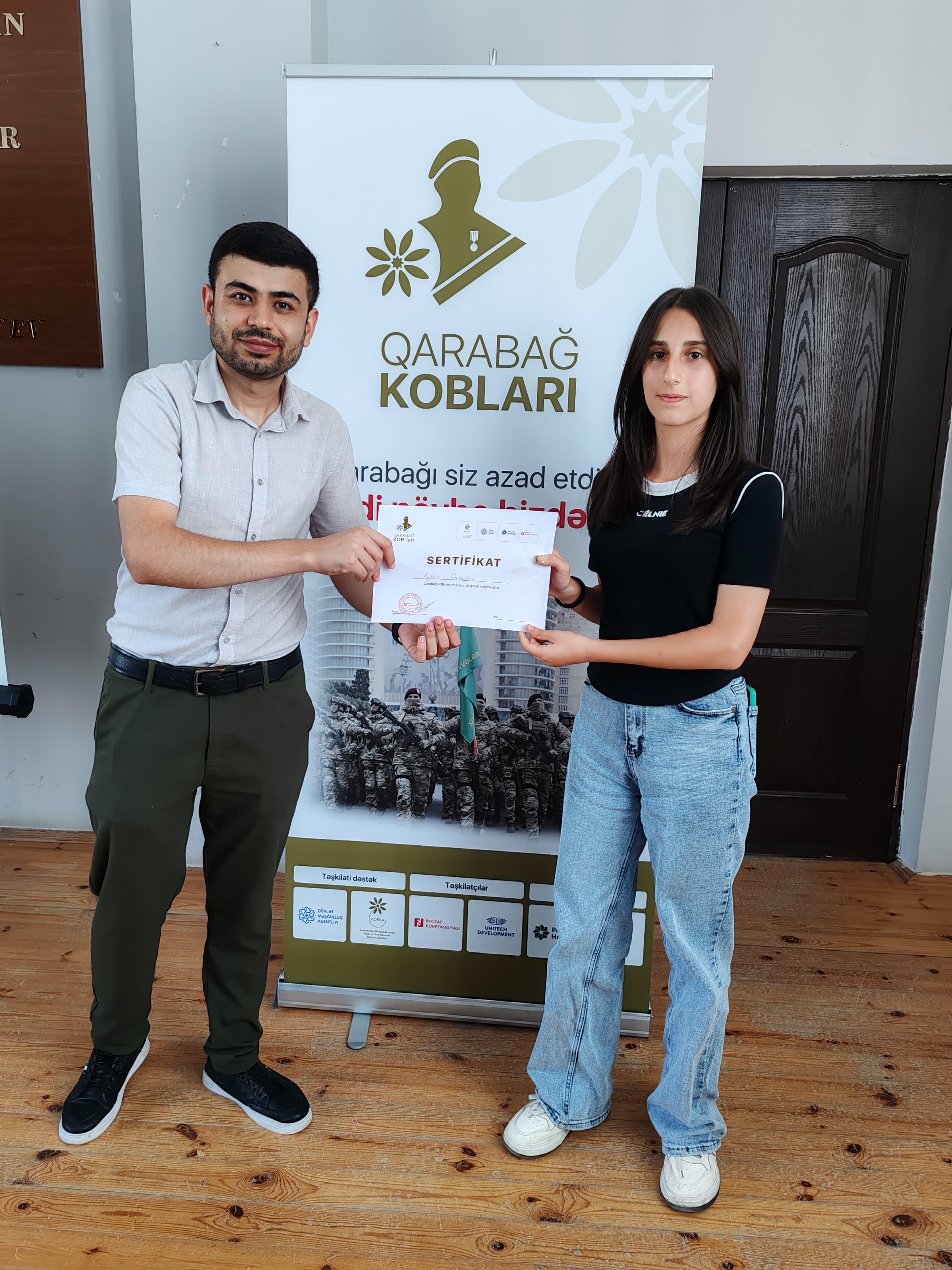 Goranboy şəhərində keçirilən təlimlərin iştirakçıları sertifikatlarla təltif olunub.